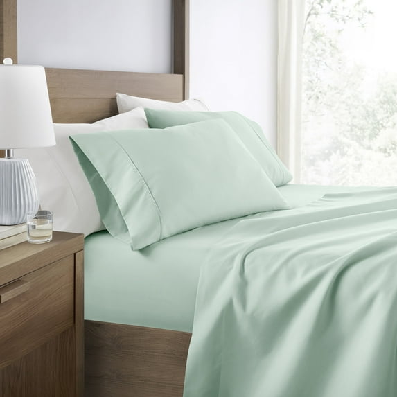 Wrinkle Resistant Super Soft Bed Sheets Set, California King 4-Piece Solid in Mint by Comfort Canopy
