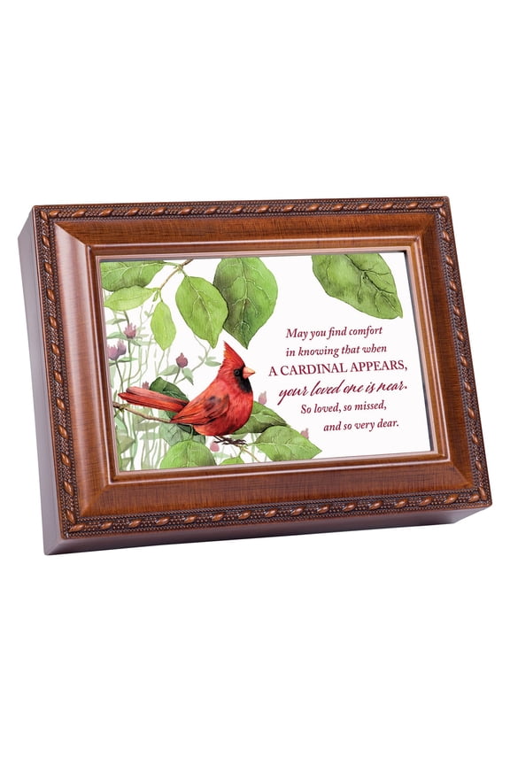 Comfort Cardinal Appears Woodgrain Jewelry Box Plays Wind Beneath My Wings