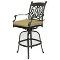 thumbnail image 1 of Comfort Care CC01C-SL Cast Aluminum Designer Counter Outdoor Barstool with Sunbrella Sesame Linen Cushion - 47.4 x 25.6 x 26.6 in. - Set of 2, 1 of 1