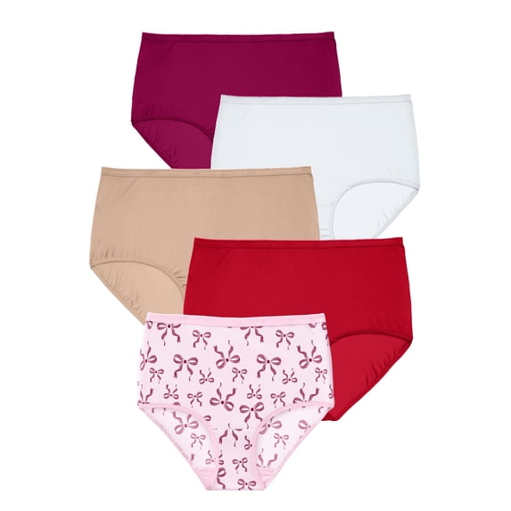 Comfort Choice Plus Size 5-Pack Classic Silky Nylon Brief