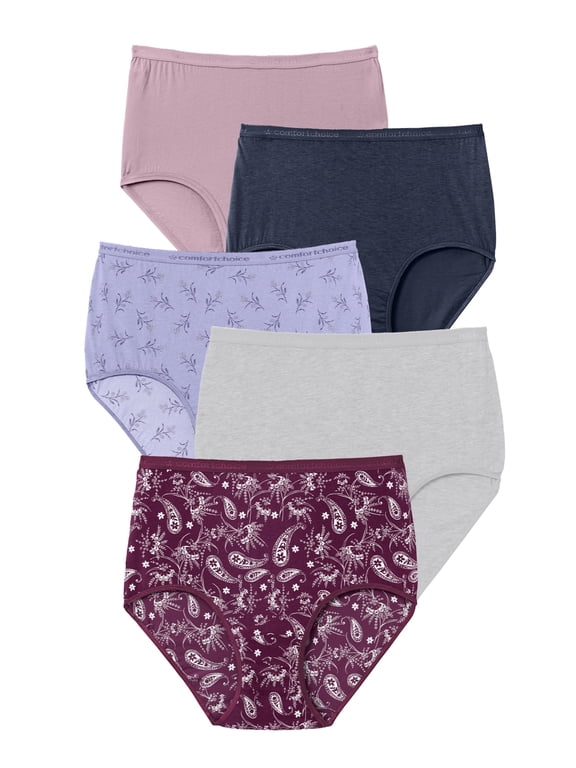 Plus Size 5-Pack Tag-Free Full Coverage Cotton Brief