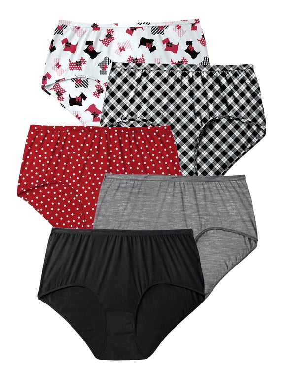 Plus Size 5-Pack Tag-Free Full Coverage Cotton Brief