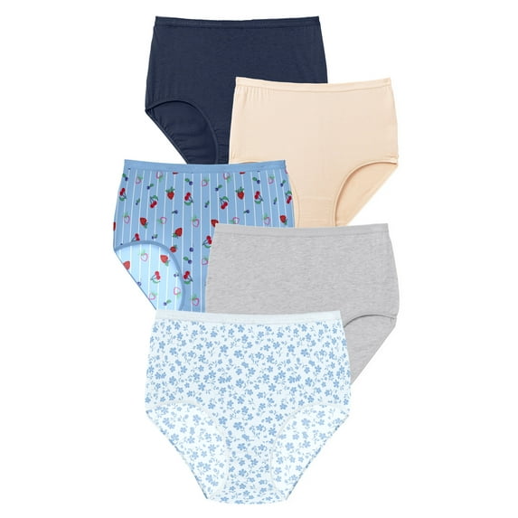 Comfort Choice Plus Size 5-Pack Tag-Free Full Coverage Cotton Brief