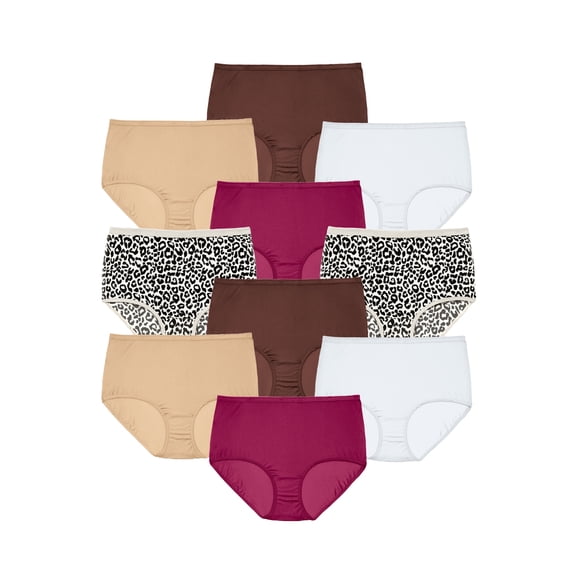 Comfort Choice Plus Size Full Coverage Nylon Brief 10-Pack