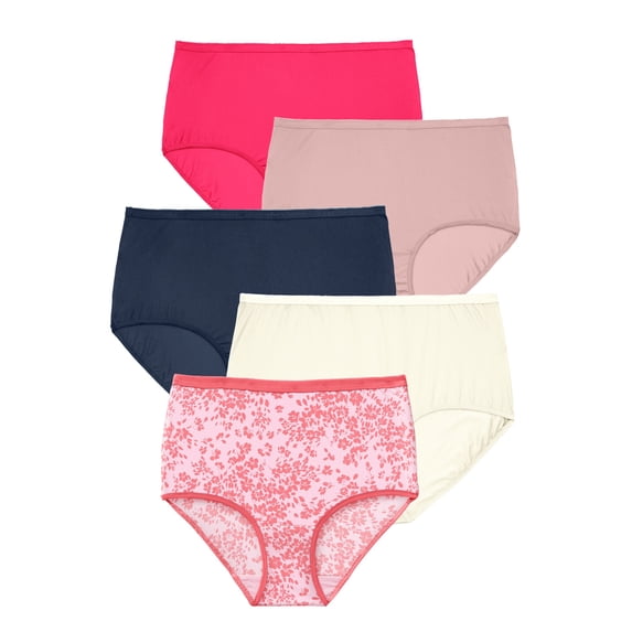 Comfort Choice Plus Size 5-Pack Classic Silky Nylon Brief