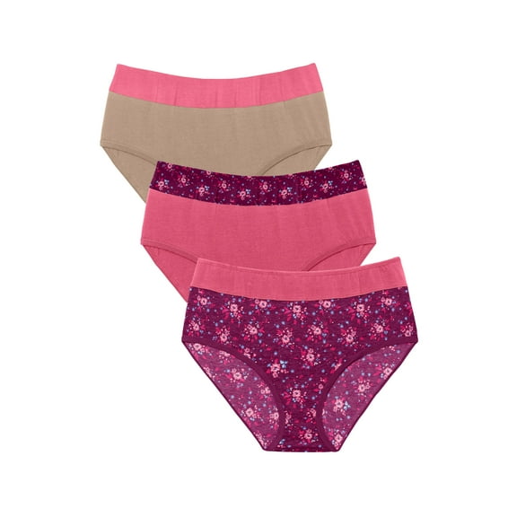 Comfort Choice Plus Size Full Coverage Stretch Cotton Color Block Brief 3-Pack