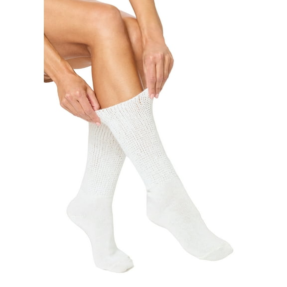 Comfort Choice Women's Plus Size 2-Pack Open Weave Extra Wide Socks