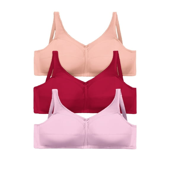 Comfort Choice Women's Plus Size 3-Pack Cotton Wireless Bra