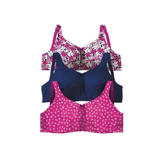 Comfort Choice Women's Plus Size 3-Pack Cotton Wireless Bra