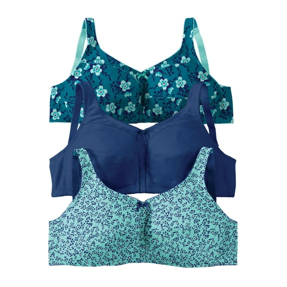 Comfort Choice Women's Plus Size 3-Pack Cotton Wireless Bra