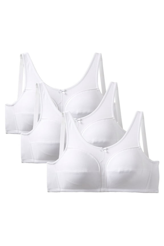 Women's Plus Size 3-Pack Cotton Wireless Bra