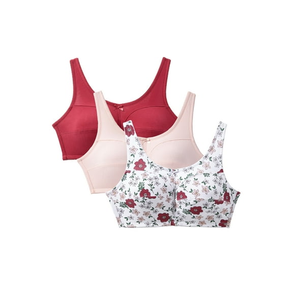Comfort Choice Women's Plus Size 3-Pack Cotton Wireless Bra