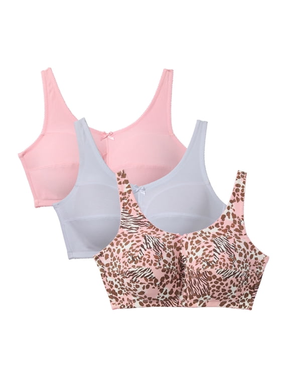 Women's Plus Size 3-Pack Wireless Light Support Cotton Bra