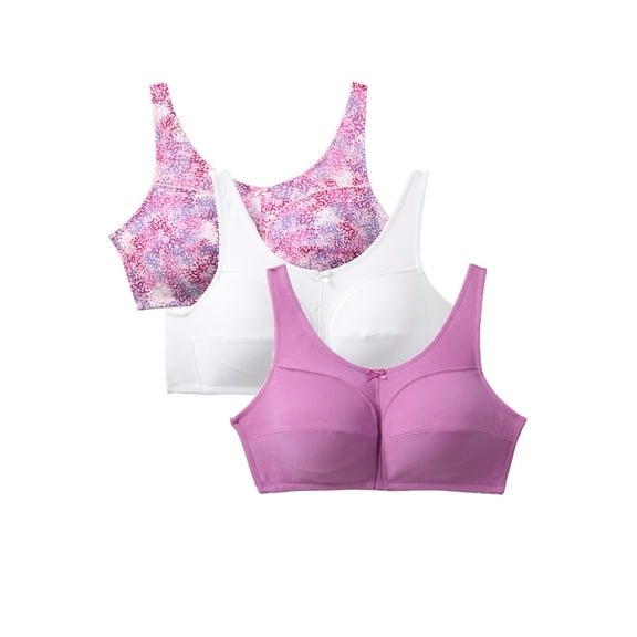 Comfort Choice Women's Plus Size 3-Pack Cotton Wireless Bra