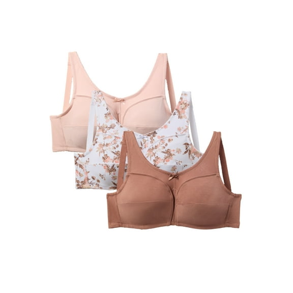 Comfort Choice Women's Plus Size 3-Pack Cotton Wireless Bra