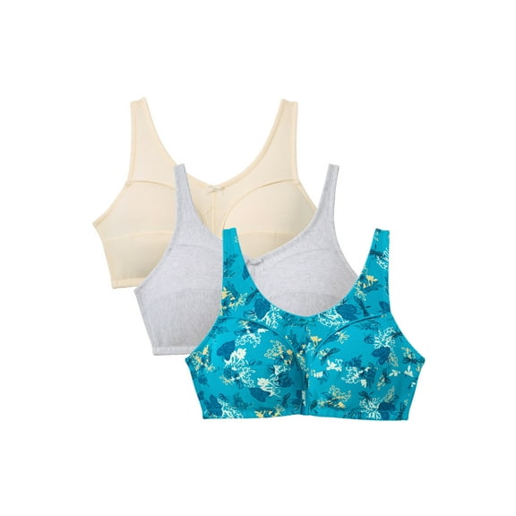 Comfort Choice Women's Plus Size 3-Pack Cotton Wireless Bra