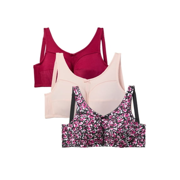 Comfort Choice Women's Plus Size 3-Pack Cotton Wireless Bra