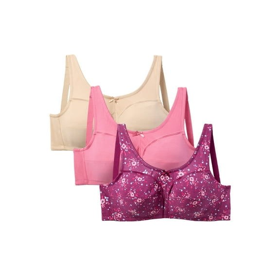 Comfort Choice Women's Plus Size 3-Pack Cotton Wireless Bra
