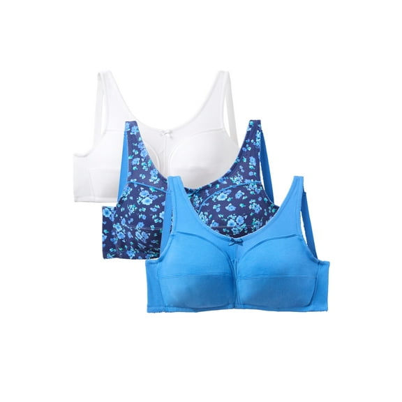 Comfort Choice Women's Plus Size 3-Pack Cotton Wireless Bra