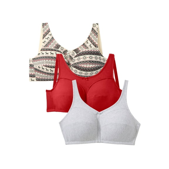 Comfort Choice Women's Plus Size 3-Pack Cotton Wireless Bra