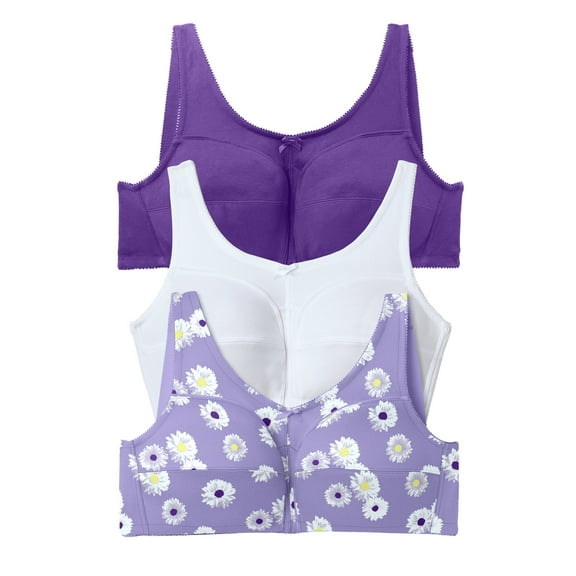 Comfort Choice Women's Plus Size 3-Pack Cotton Wireless Bra