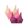thumbnail image 1 of Comfort Choice Women's Plus Size  3-Pack Front-Close Cotton Wireless Bra, 1 of 6
