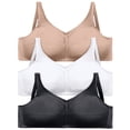 thumbnail image 1 of Comfort Choice Women's Plus Size 3-pack Cotton Wireless Bra Color: Basic Assorted Size: 42 B, 1 of 4