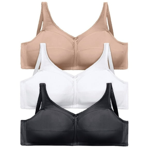 Comfort Choice Women's Plus Size 3-pack Cotton Wireless Bra Color: Basic Assorted Size: 50 C
