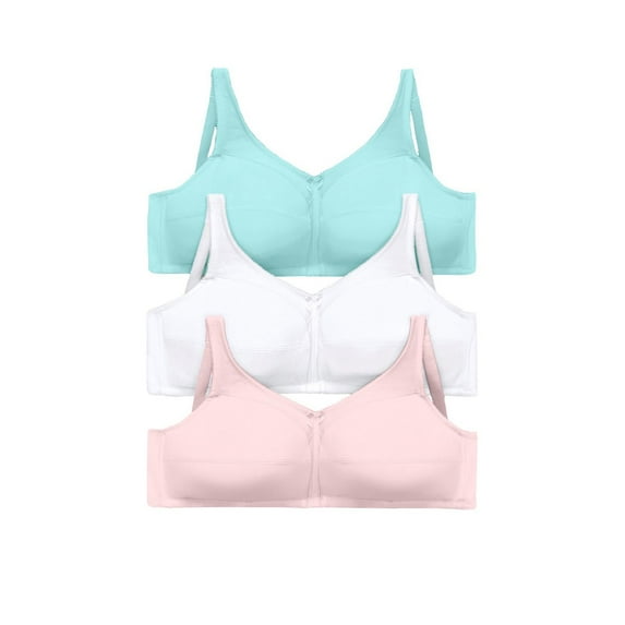 Comfort Choice Women's Plus Size 3-pack Cotton Wireless Bra Color: Pastel Assorted Size: 48 B