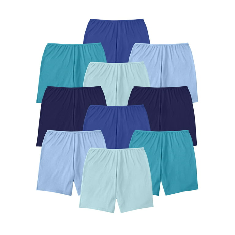 Comfort Choice Women's Plus Size Cotton Boxer 10-Pack Underwear 