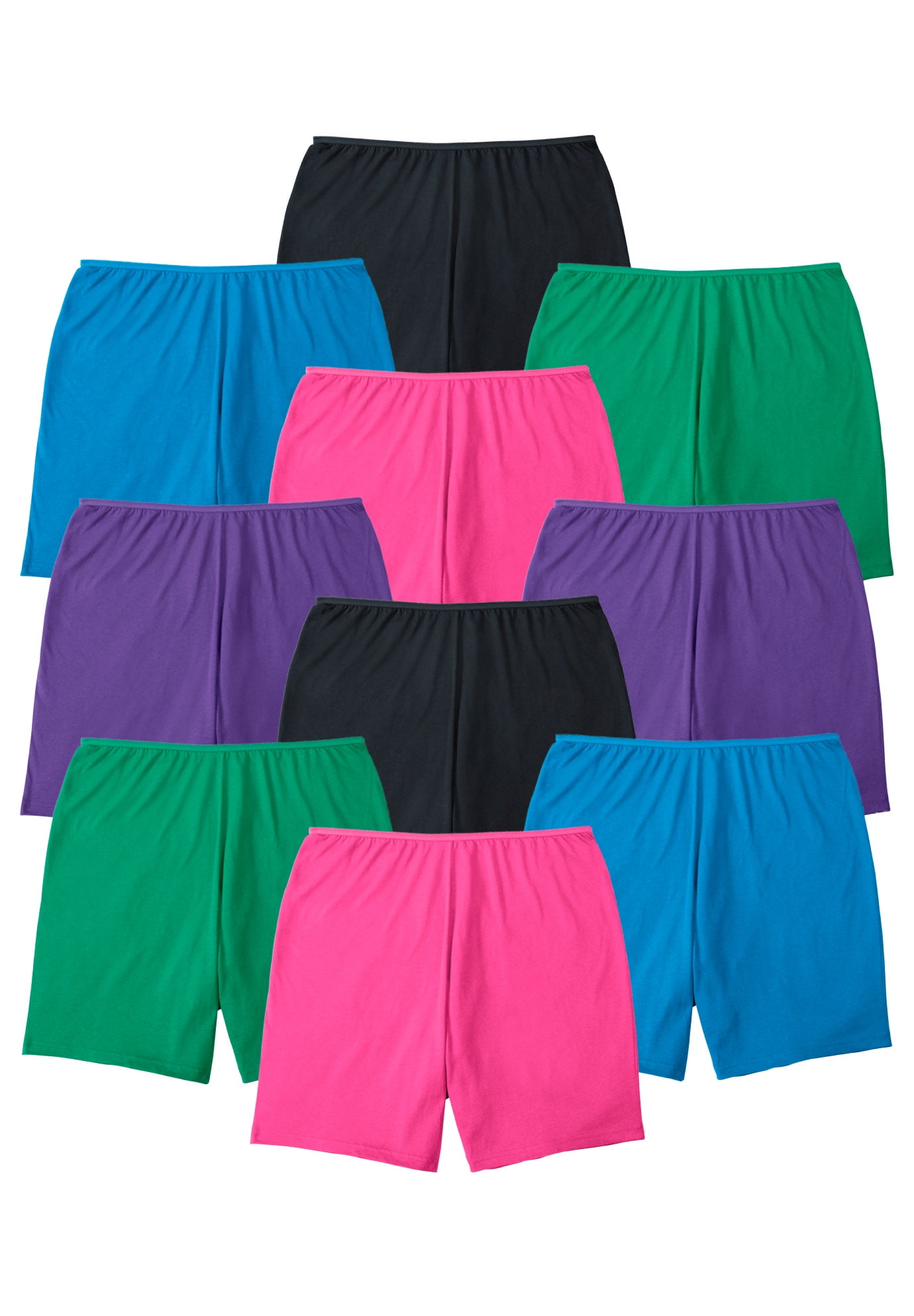 Comfort Choice Women's Plus Size Cotton Boxer 10-Pack Underwear