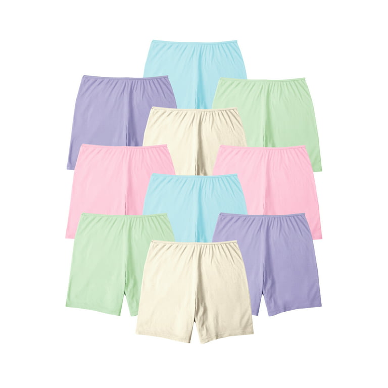 Comfort Choice Women's Plus Size Cotton Boxer 10-Pack Underwear