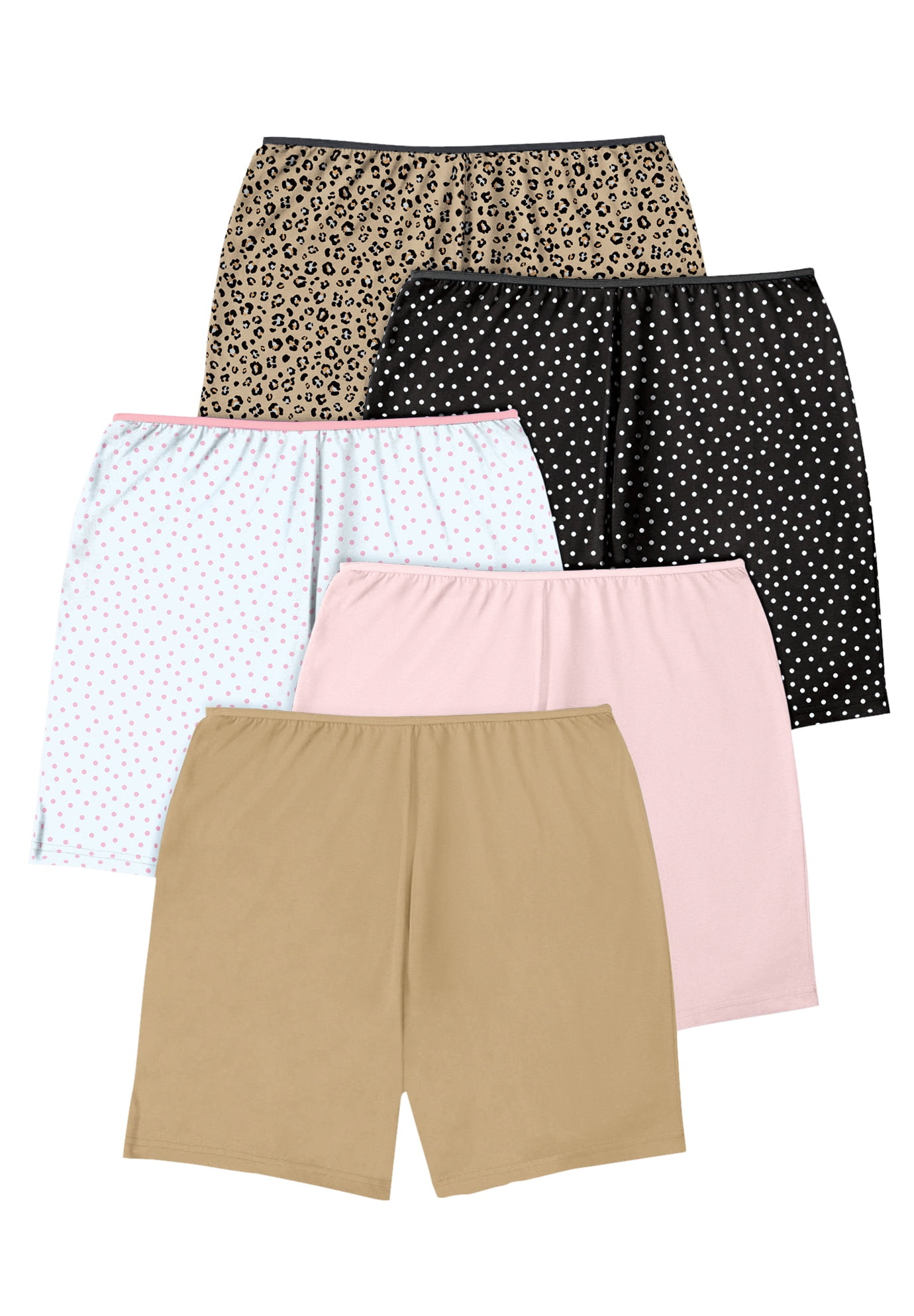 Comfort Choice Women's Plus Size Cotton Boxer 5-Pack Panties 