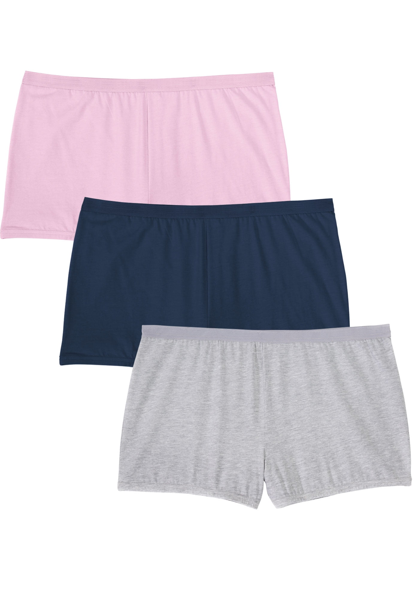 Comfort Choice Women's Plus Size Cotton Boyshort Panty 3-Pack Underwear ...