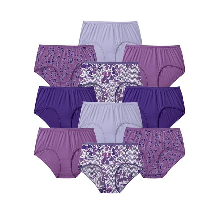 Comfort Choice Women's Plus Size Cotton Brief 10-Pack Underwear