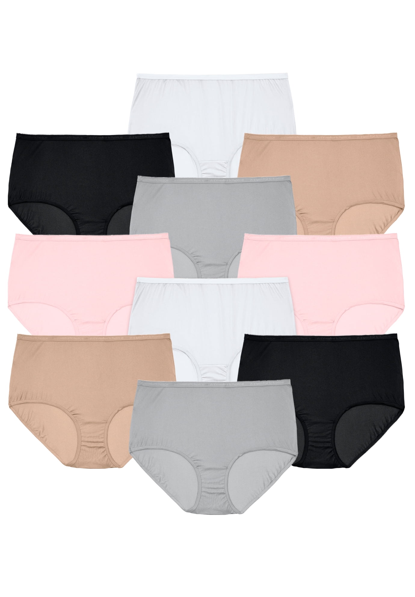 Comfort Choice Women's Plus Size Cotton Brief 10-Pack Underwear - Walmart.com
