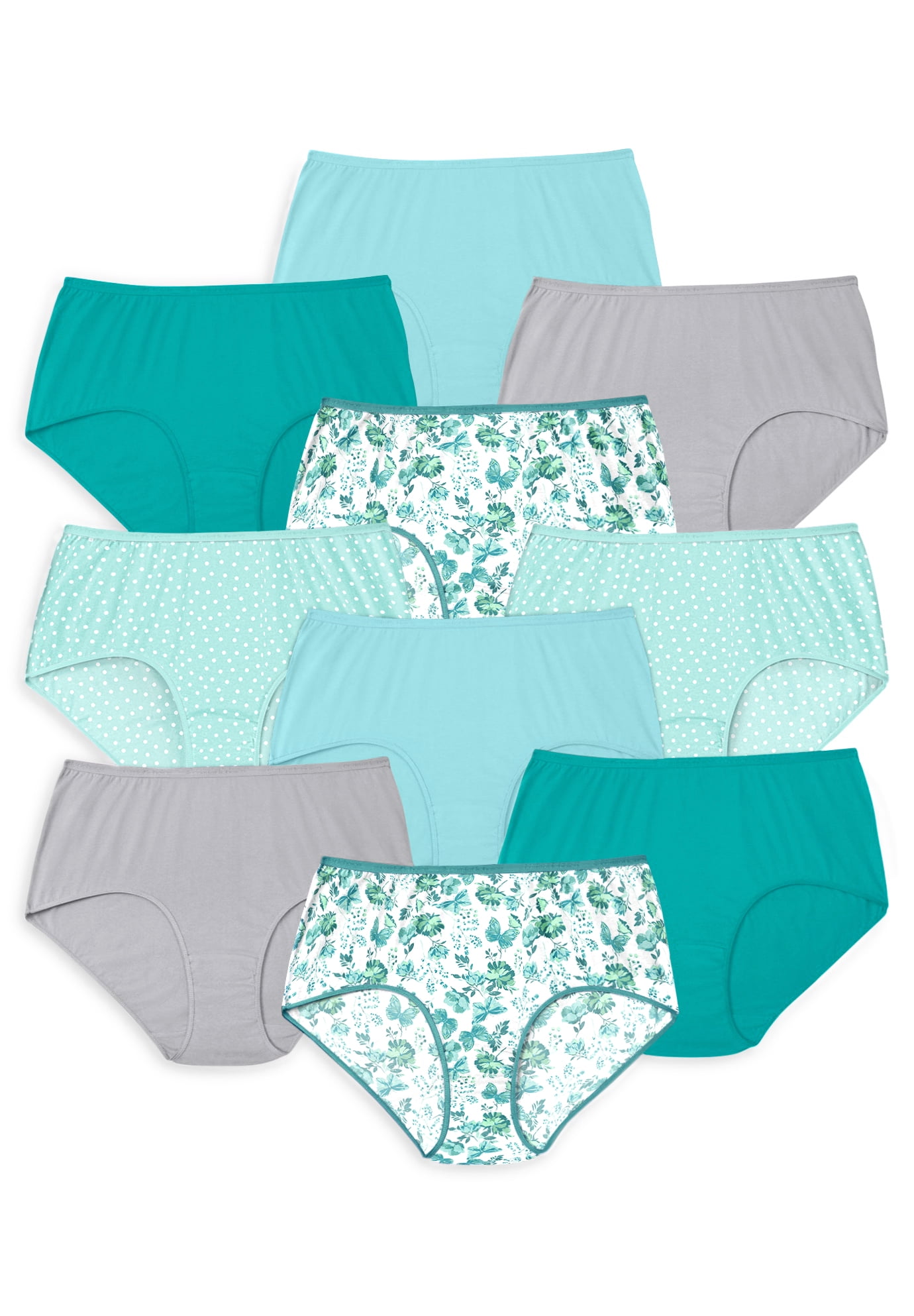  Comfort Choice Womens Plus Size Cotton Brief 10-Pack  Underwear - 13