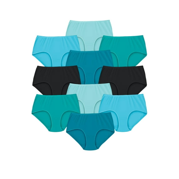 Comfort Choice Women's Plus Size Cotton Brief 10-Pack Underwear