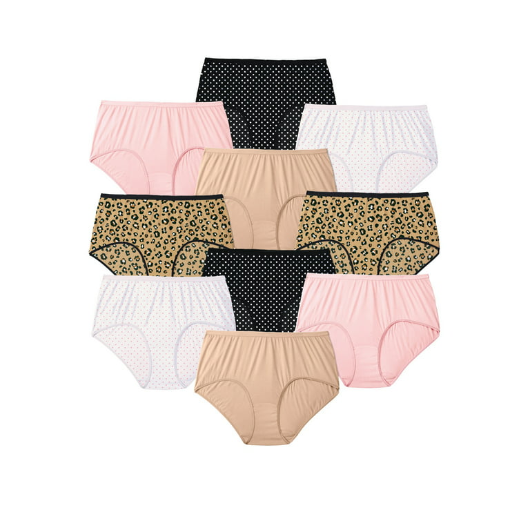 Comfort Choice Women's Plus Size Cotton Brief 10-Pack Underwear