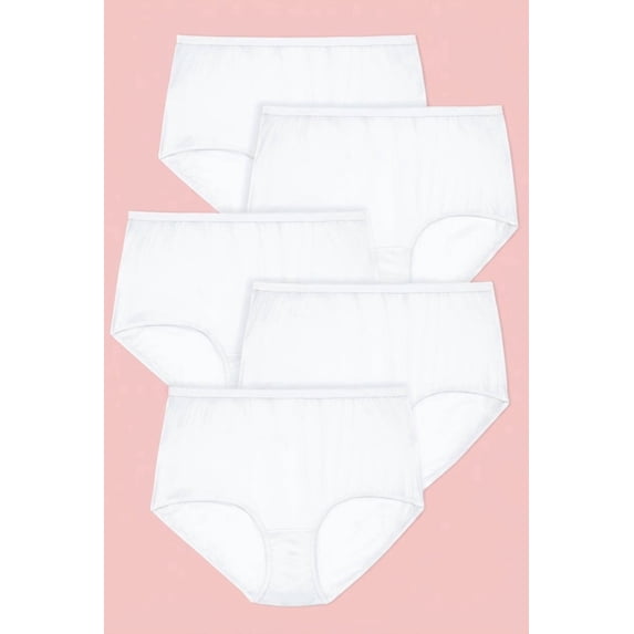 Comfort Choice Plus Size 5-Pack Tag-Free Full Coverage Cotton Brief