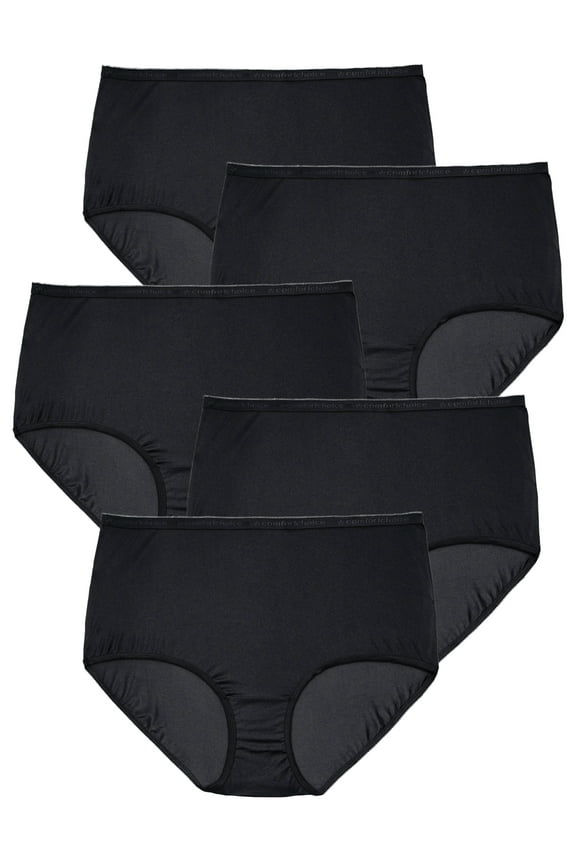 Plus Size 5-Pack Tag-Free Full Coverage Cotton Brief