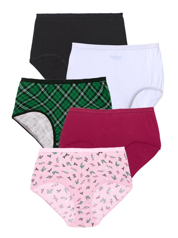 Plus Size 5-Pack Tag-Free Full Coverage Cotton Brief