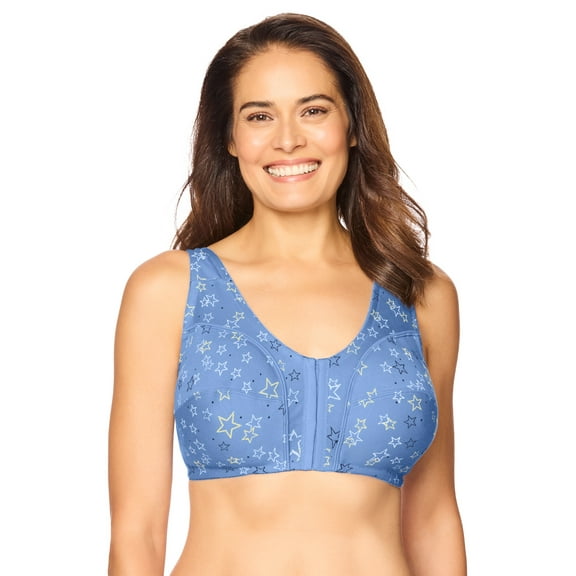Comfort Choice Women's Plus Size Cotton Front-Close Wireless Bra