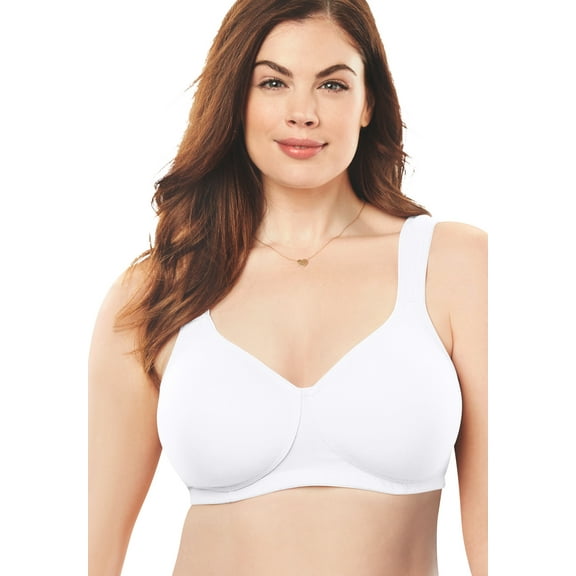 Comfort Choice Women's Plus Size Cotton Wireless Lightly Padded T-Shirt Bra