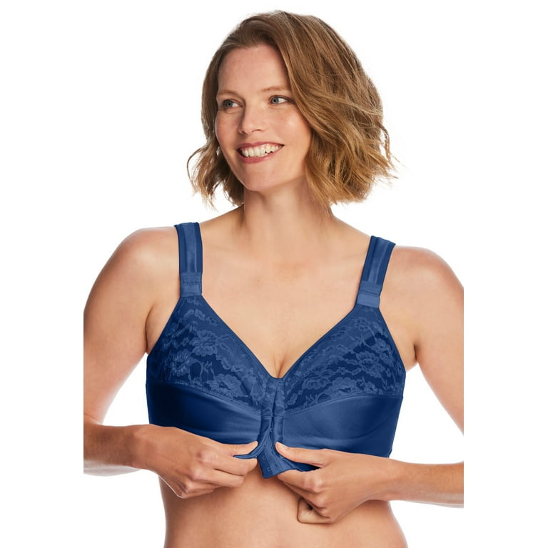 Comfort Choice Bra Size 40G Front Closure Wireless Adjustable Straps Blue  NWT