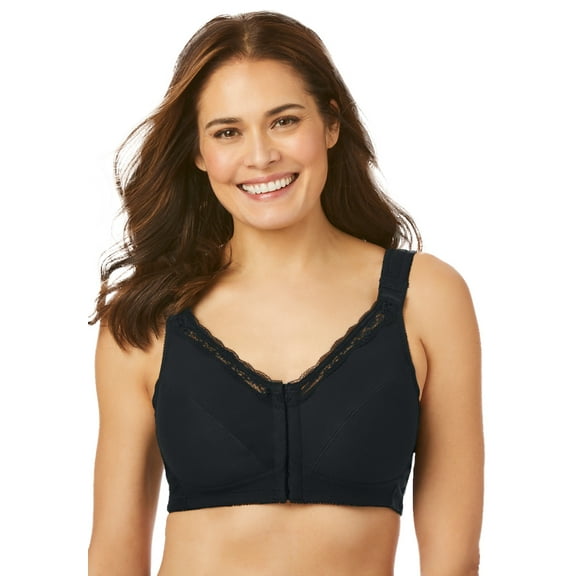 Comfort Choice Women's Plus Size Front-Close Cotton Wireless Posture Bra