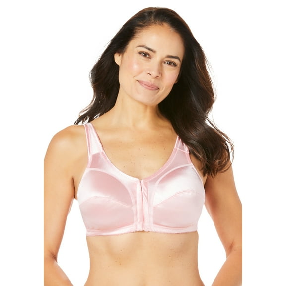 Comfort Choice Women's Plus Size Front-Close Satin Wireless Bra