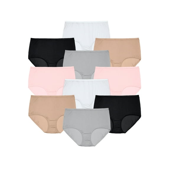 Comfort Choice Plus Size Full Coverage Cotton Brief 10-Pack