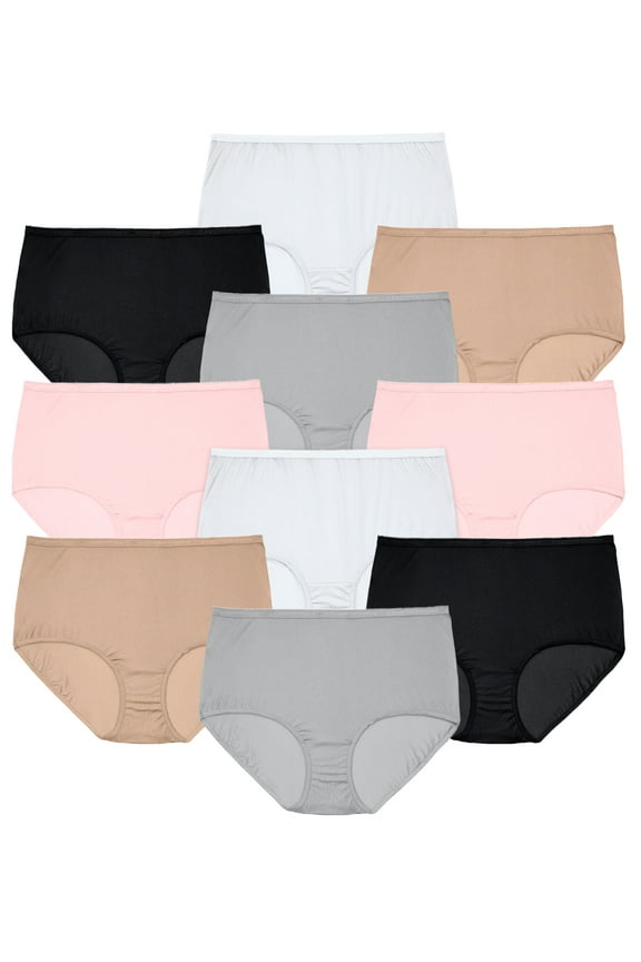 Plus Size Full Coverage Cotton Brief 10-Pack