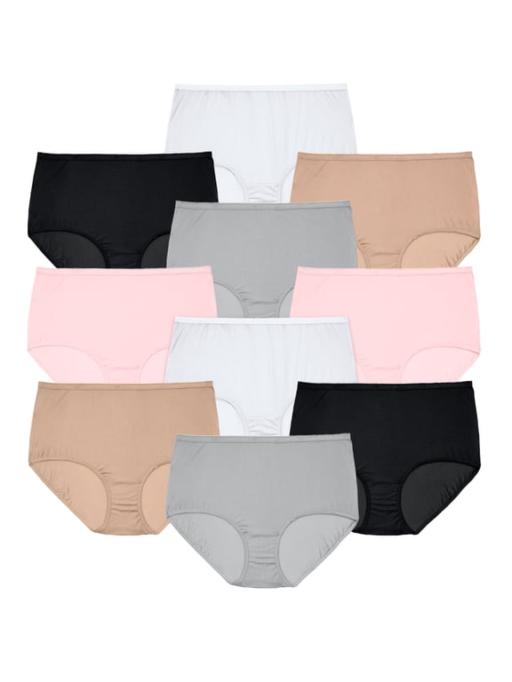 Plus Size Full Coverage Cotton Brief 10-Pack